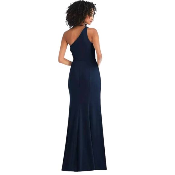 After Six One Shoulder Draped Cowl Neck Midnight Blue maxi Dress Size 12 - Picture 4 of 15